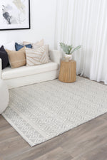 Load image into Gallery viewer, Copacabana Geometric Light Grey Wool Rug