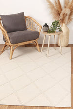 Load image into Gallery viewer, Goa Lattice Wool Blend Cream Rug (No Tassel)