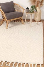 Load image into Gallery viewer, Goa Diamond Wool Blend Cream Rug