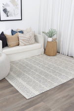 Load image into Gallery viewer, Copacabana Chevron Light Grey Wool Rug
