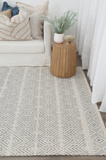 Load image into Gallery viewer, Copacabana Chevron Light Grey Wool Rug
