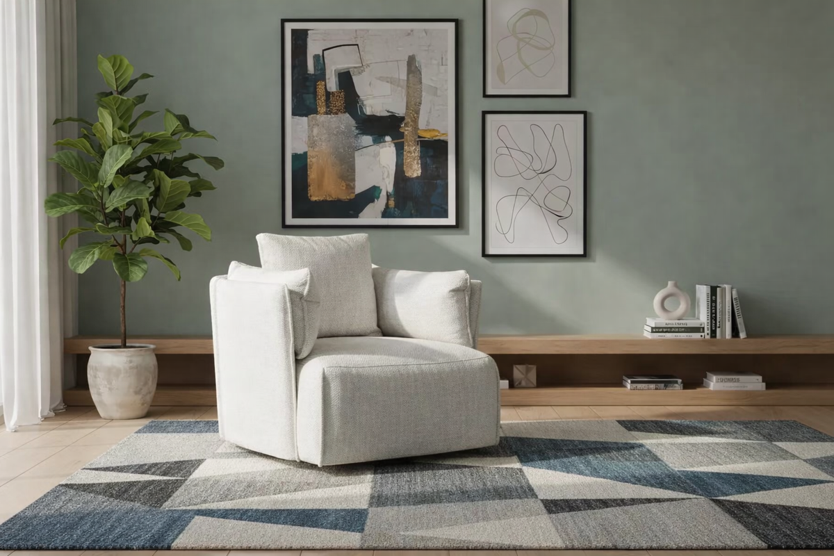 Eden Feature Swiviel Chair- Ivory