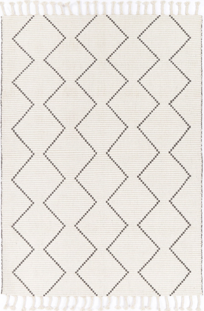 Goa Zig-Zag Wool Blend Cream Rug
