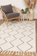 Load image into Gallery viewer, Goa Zig-Zag Wool Blend Cream Rug

