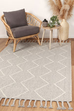 Load image into Gallery viewer, Goa Zig-Zag Wool Blend Grey Rug
