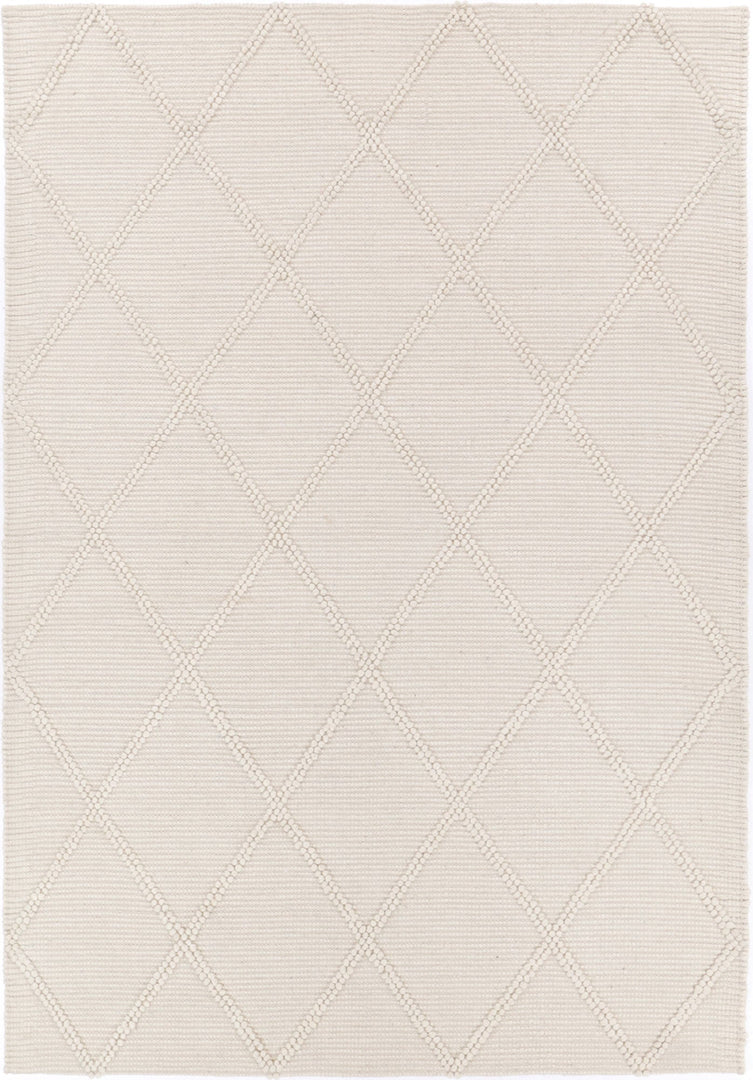 Goa Lattice Wool Blend Cream Rug (No Tassel)