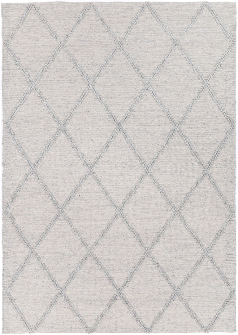 Goa Lattice Wool Blend Grey Rug (No Tassel)